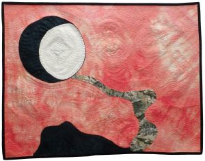 JUDD Jean Blue Moon Rising full view image of contemporary textile artwork.