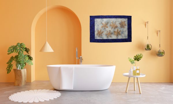 Bathroom interior with copy space, 3D rendering