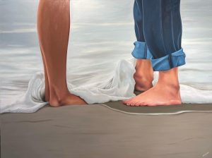 That day at the beach 36x48 oil on canvas